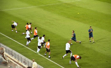 Valencia players warming up clipart