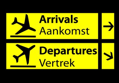 Arrivals and departures in airports clipart