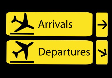 Arrivals and departures in airports clipart