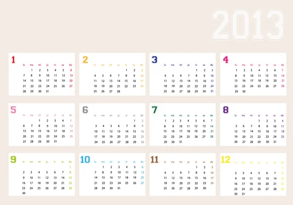 2013 Nuovo calendario — Vettoriale Stock