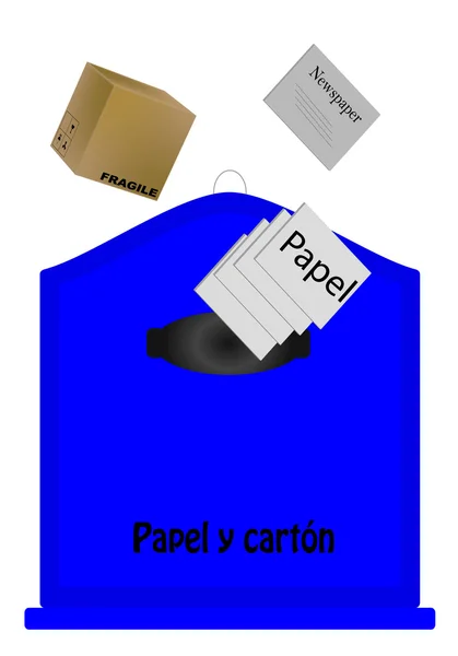 Container recycling papier en karton — Stockvector