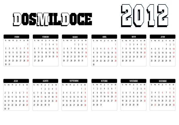Kalender 2012 — Stock vektor