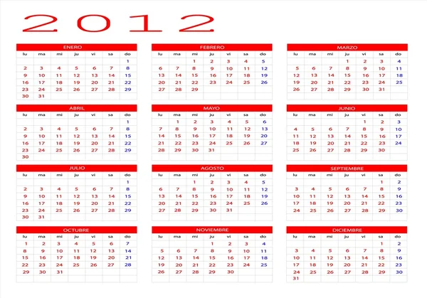 Calendário 2012 —  Vetores de Stock