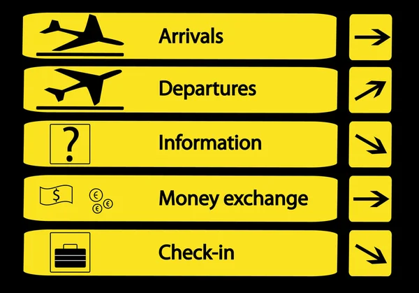 Panneaux de direction aux aéroports — Image vectorielle