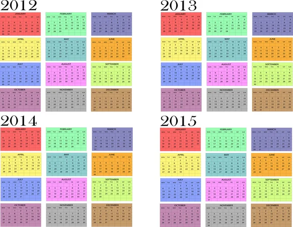 Kalendář 2012 až 2015 — Stockový vektor