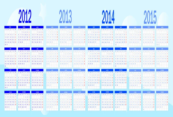 Kalender von 2012 bis 2015 — Stockvektor