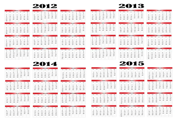 Calendario de 2012 a 2015 — Vector de stock
