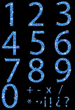 Numbers and mosaic-textured clipart