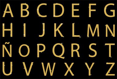 Alphabet with letters of gold clipart