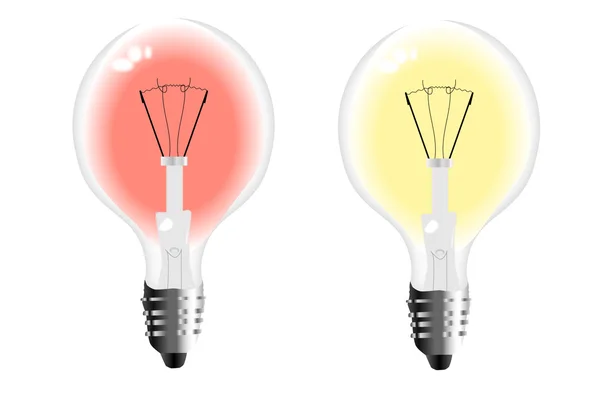 Light bulbs with red and yellow — Stock Vector