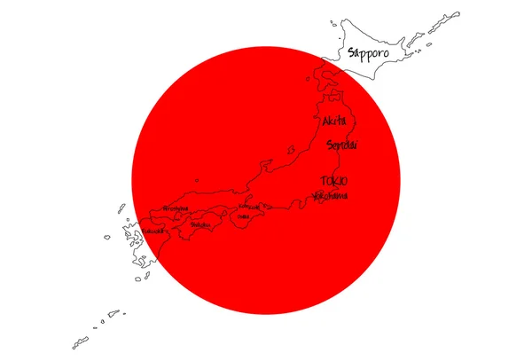 แผนที่ของญี่ปุ่น — ภาพเวกเตอร์สต็อก