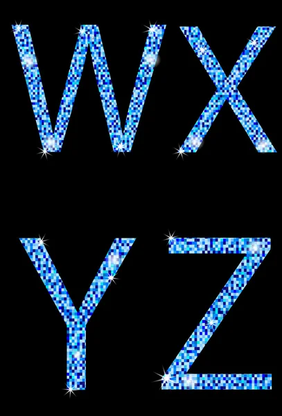 W, x, y, z whith mosaic texture — Vettoriale Stock