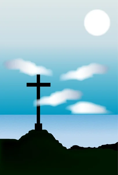 Landscape with a cross — Stock Vector