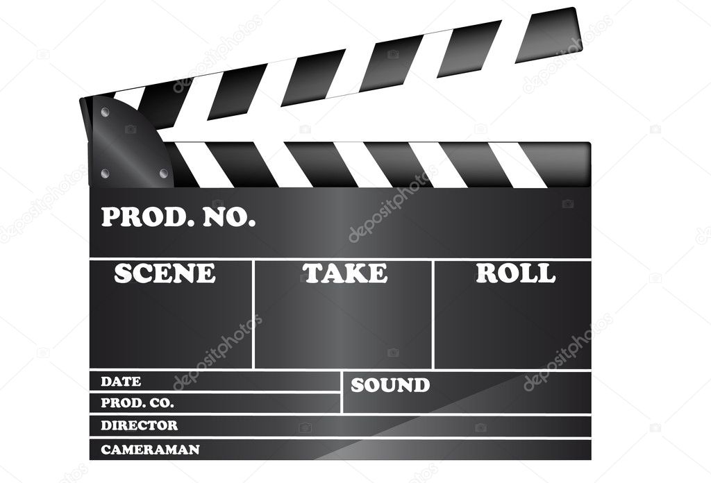 Movie clapper board isolated on white background