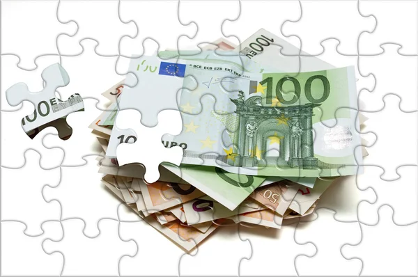 Billetes en euros.Imagen del rompecabezas — Foto de Stock