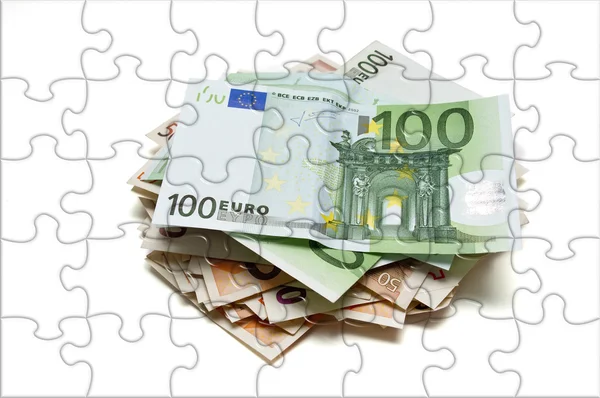 Billetes en euros.Imagen del rompecabezas — Foto de Stock