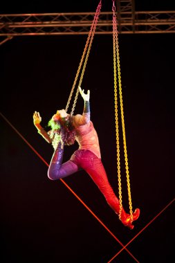 Aerial Artist Liz Williams performes on the Duckstein Festival in Kiel, 2012 August 19 clipart