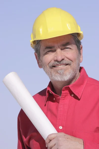 Architect, Contractor with Hard Hat — Stock Photo, Image