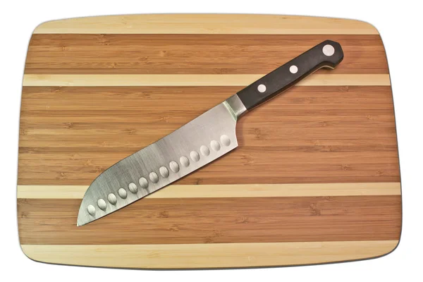 Tagliere in legno pulito e naturale con coltello — Foto Stock
