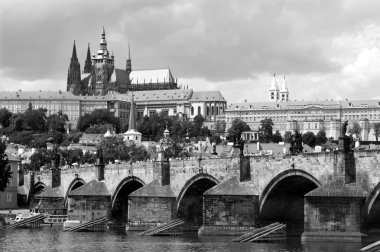 Prauge - Charles bridge and Vitus cathedral clipart