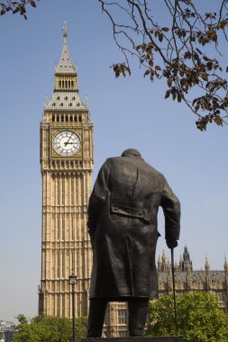 London - Winston Churchill memorial and Big Ben clipart
