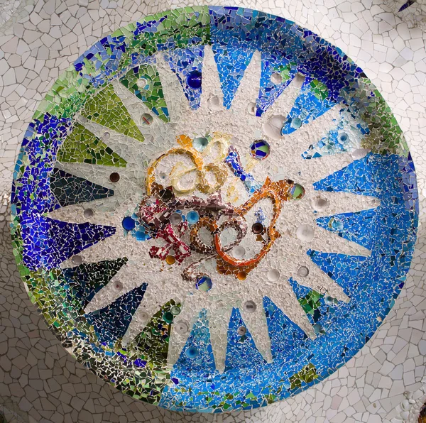 Barcelona - detail of mosaic from Guell park — Stock Photo, Image