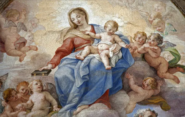 Róma - a Santa Maria degli Angeli-bazilika Szent Mária festés részletek — Stock Fotó