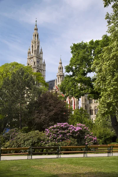 Vienna - Rathaus - Town hall and park — Stock Photo, Image