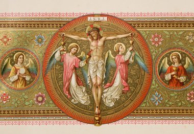 Crucifixion from old liturgy book clipart