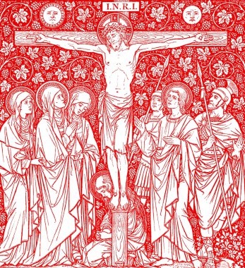 Curcifixion in red clipart