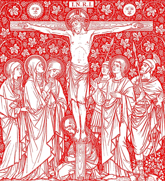 Curcifixion w kolorze czerwonym — Zdjęcie stockowe