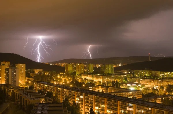 stock image Bolt over Bratislava - summer storm