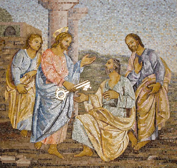 Rzym - mozaika z Bazyliki st. peters - dając papiestwa — Zdjęcie stockowe