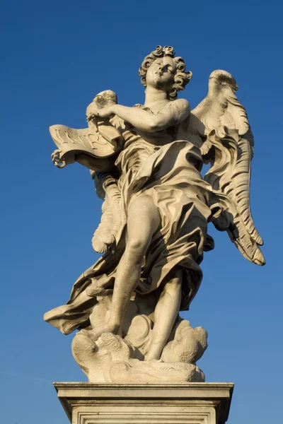 Rome - Angel with the superscription from Angels bridge — Stock Photo, Image