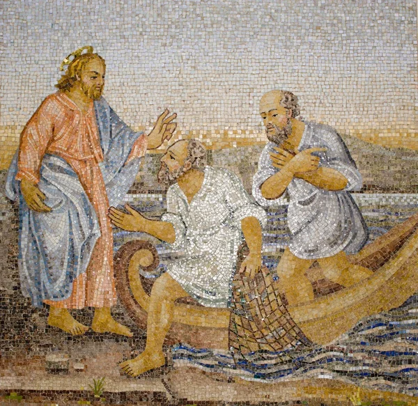 Rome - mozaïek - wonder visserij uit nieuwe testament in de basiliek van st. peters — Stockfoto