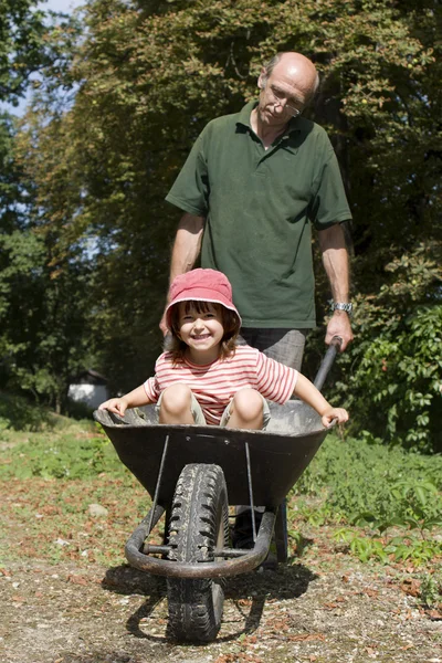 Fun of grndfather and grandchild — Stock Photo, Image