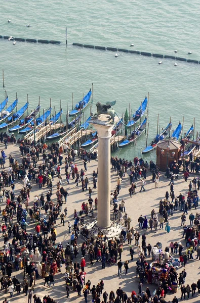 Venice - look from bell tower to st. Mark column and lagoon — Stock Photo, Image