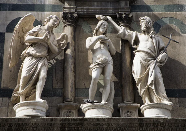 Baptism of christ - statue from Florence - baptistery of st. John — Stock Photo, Image