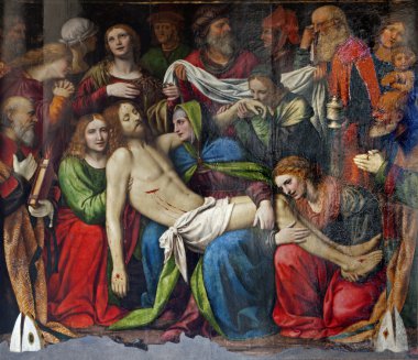 Milan - Deposition of Christ - Cappella della Passione in San Giorgio church by Bernardino Luini, 1516. clipart