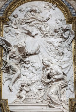 Rome - Annunciation relief from chiesa di Sant Ignazio roma by Filippo Della Valle, 1649 clipart