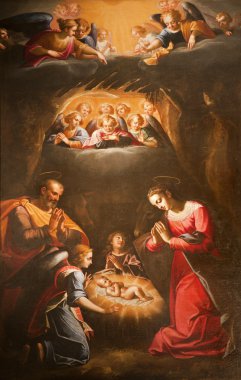 Rome - The Nativity - paint from San Luigi church clipart