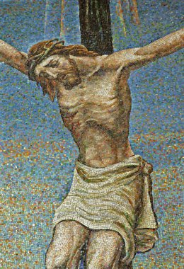 Milan - mosaic - Jesus on the cross - San Agostino church clipart