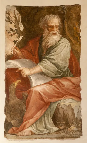 Rzym - Świętego Jana Ewangelisty w piśmie z apokalypse na wyspie patmos — Zdjęcie stockowe