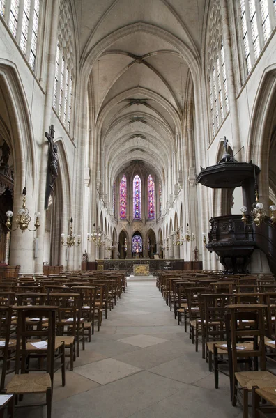 París - interior de la iglesia gótica-Saint-Germain-l 'Auxerrois — Foto de Stock