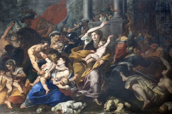 Milán - pintura de la Masacre de los Inocentes de la iglesia de San Eustorgio —  Fotos de Stock