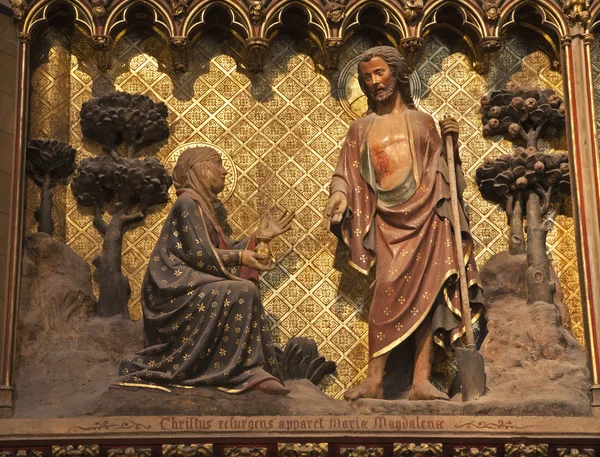 Christ and Mary Magdalen - relief from Notre-Dame cathedral in Paris — Stock Photo, Image