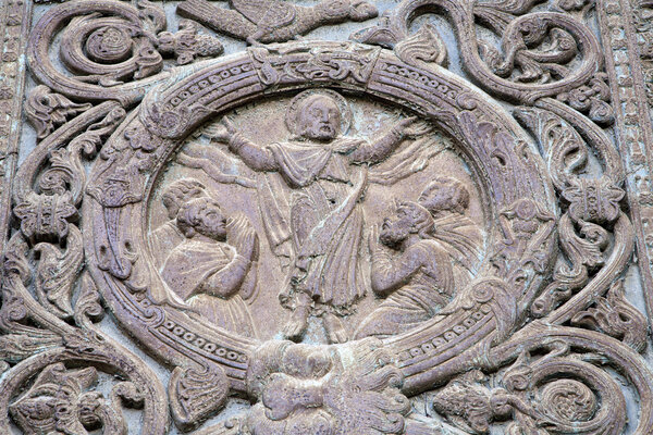 Paris - detail from main gate of Saint Denis - Ascension-Day