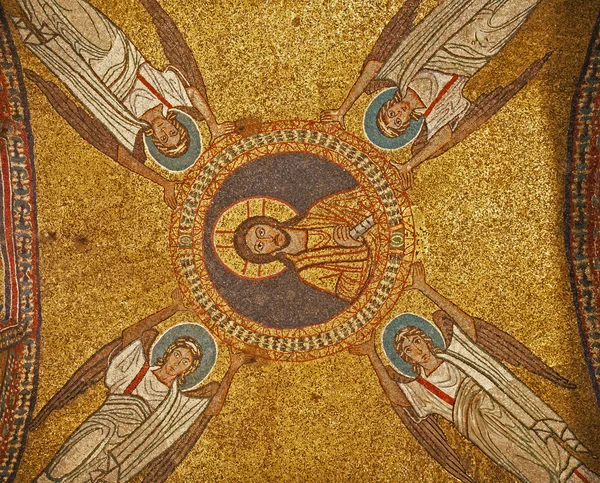 Rome - old mosaic from roof of side chapel from Santa Prassede church — Stok fotoğraf