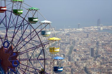 Barcelona - outlook from Tibidabo hill and big whell clipart