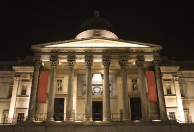 Londra - nacional Galeri trafalgar Meydanı geceleri üzerinde